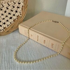 Petite White & Gold Pearl Necklace Vintage “Freya” Feminine Classic Layering